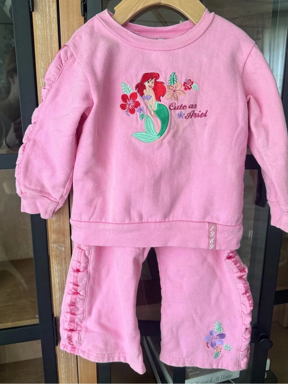 Vintage 90s Disney The Little Mermaid Ariel set embroidered sweatshirt pants y2k